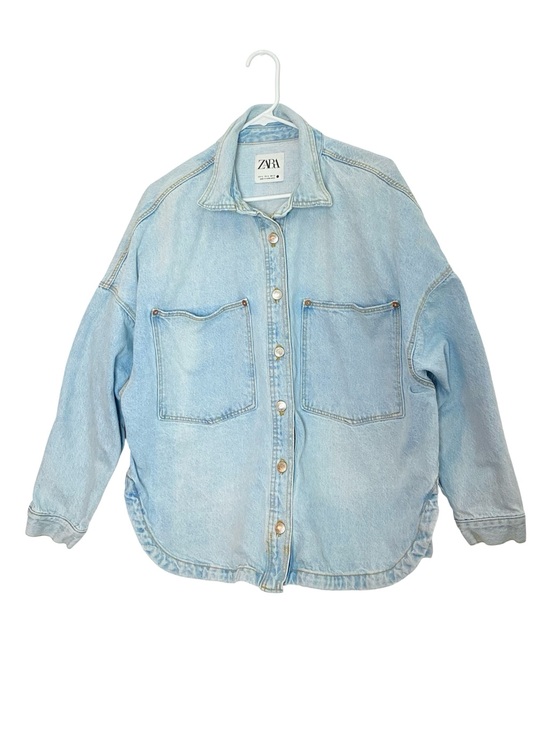 Zara Jackets & Blazers - Zara Jean Jacket Shacket Womens Size XL Light Blue Denim Shirt Relaxed Fit
